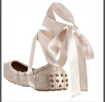 New Tod's limited edition LA-SCALA ballerin leather flats with ribbon 36/5.5 U.S