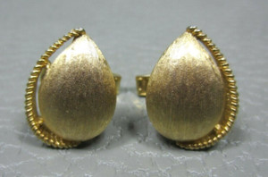 Authentic Vintage Rope Border Acorn Shaped Yellow Gold Plated Cuff Links