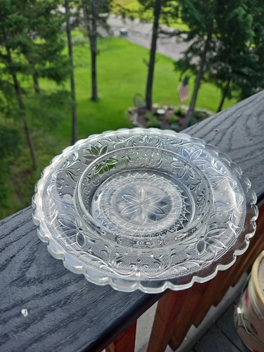 Duncan & Miller Clear Sandwich Round Butter Dish Base Only  7 1/4" Diameter