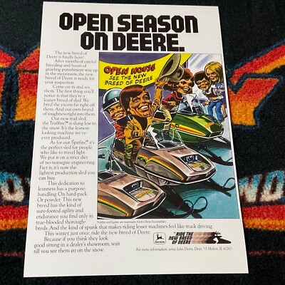  79 JOHN DEERE TRAILFIRE SPITFIRE Snowmobile Poster vintage sled OPEN HOUSE   