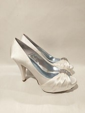 Michelangelo Diana Womens Satin Platform Pumps 6.5 Bridal Wedding Peep Hi Heel