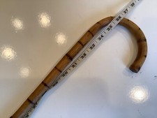 Japan Bamboo Wood Cane Wooden Shaft Curved Handle Metal Tip Walking Stick 36  