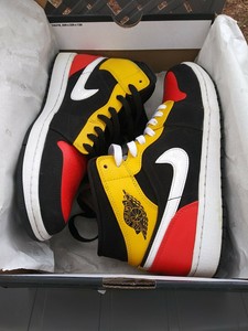 Nike Air Jordan 1 Mid SE Yellow Black Orange Men's Sneakers Size 9.5 | eBay