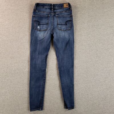 American Eagle Sz 4 Hi Rise Jegging Distressed Skinny Jeans Broken In