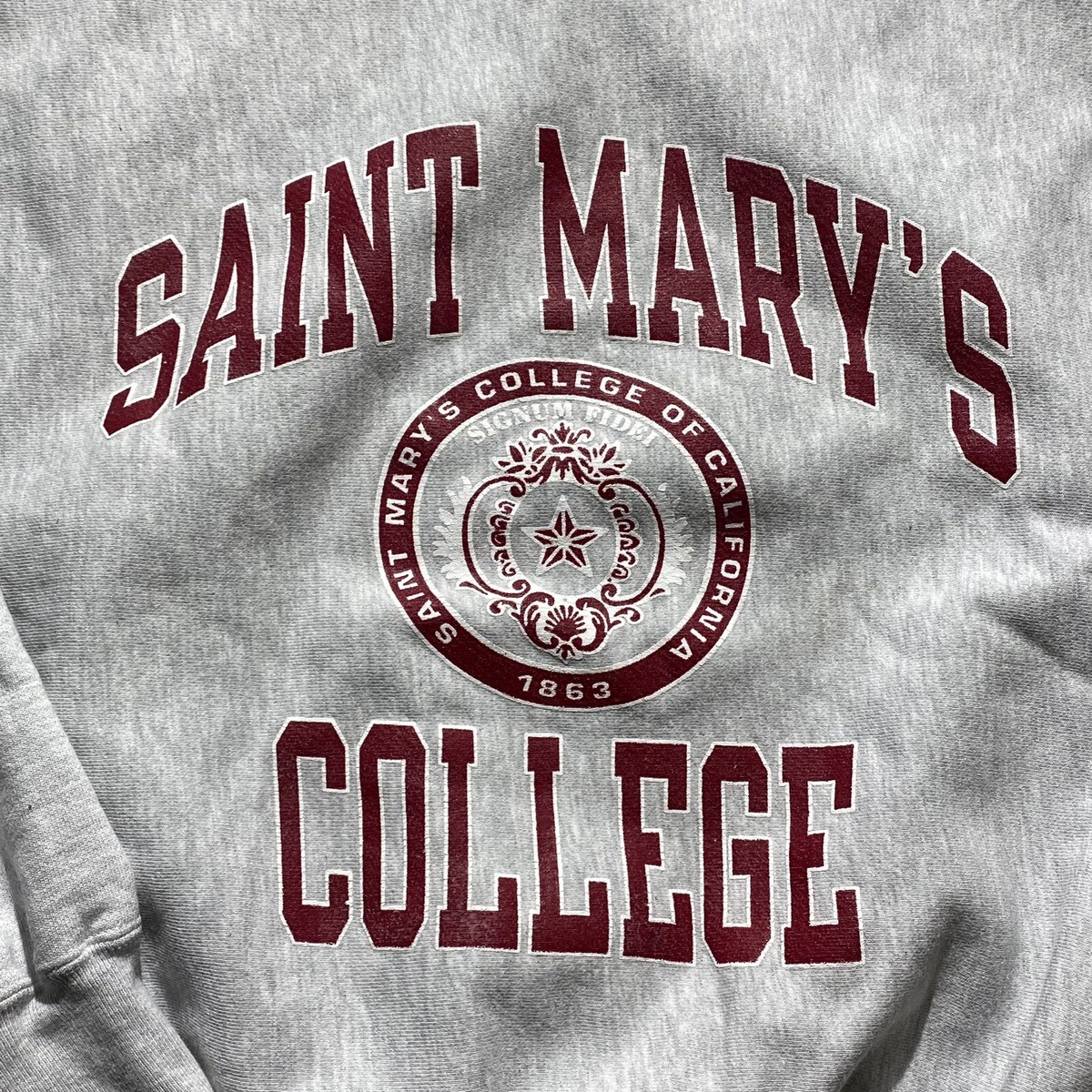 vintage 90s blue tag champion saint marys reverse weave mens