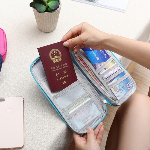 Unisex Travel Passport Document Case Zipper Wallet Multifunctional Organizer Bag - Picture 5 of 16