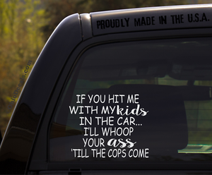 kids hit car decal sticker window inside funny if