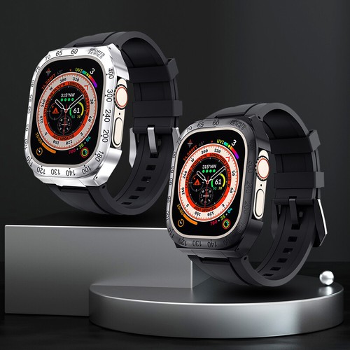 Boîtier lunette métal acier inoxydable str pour bracelet Apple Watch Ultra 2 49 mm - Photo 8 sur 74