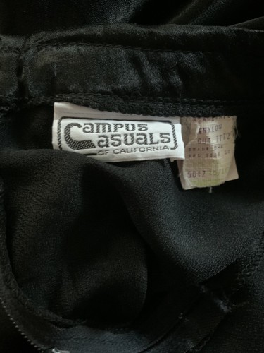 Vintage 1970s CAMPUS CASUALS OF CALIFORNIA Black Rayon Satin Maxi Skirt Size 8 - Picture 2 of 3