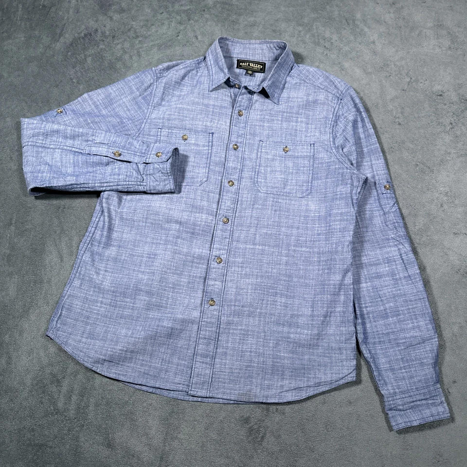 Camisa Salt Valley Para Hombre Grande Azul Denim Cambray Oxford Productos de Trabajo Foto 3 de 4