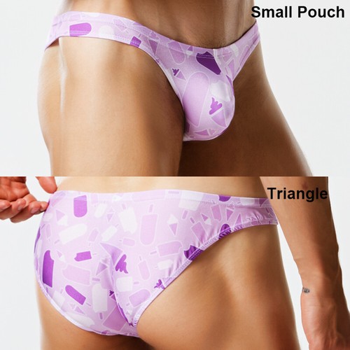 Men Sexy Bikinis Purple Ice Cream Low Waist Swimwear Briefs Thong Bathing Suits - Picture 25 of 27