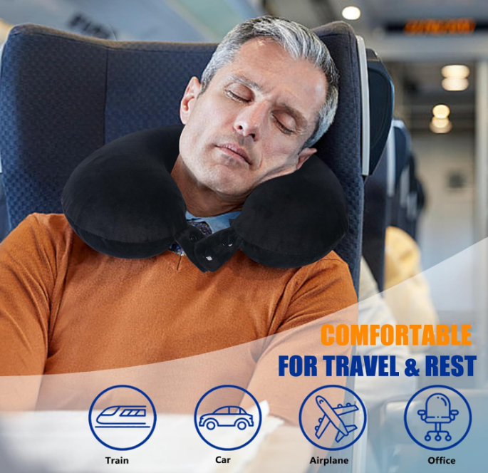 Memory Foam Travel Neck Pillow for Airplane Car Home Office  