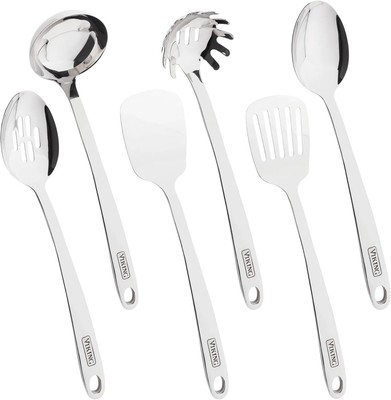 6-Piece Stainless Steel Cooking Utensil Set, Spatula, Spoon, Pasta Fork, Ladle