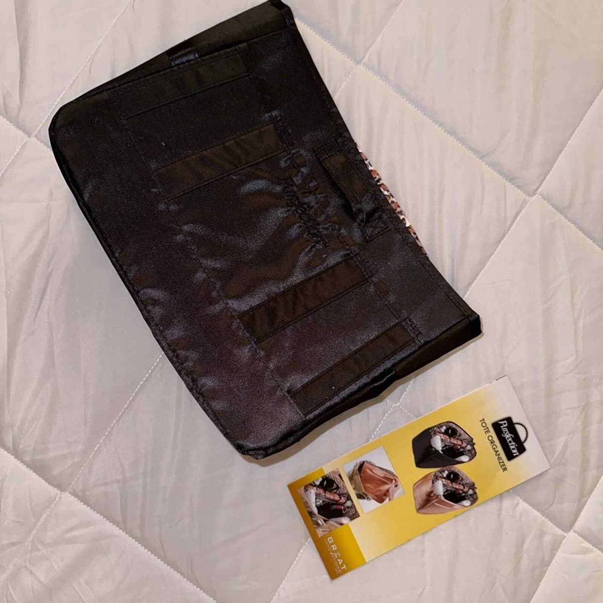 NWOT Pursfection Black and Leopard Print Purse Tote Organizer w