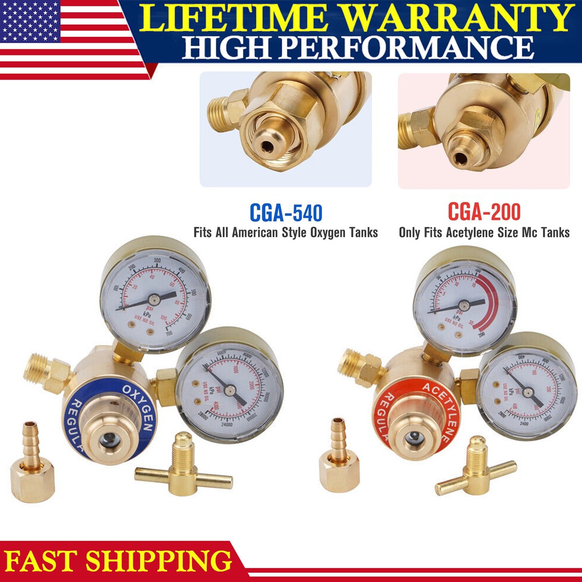 Industrial O2 Gas Regulator (Medium Victor-type