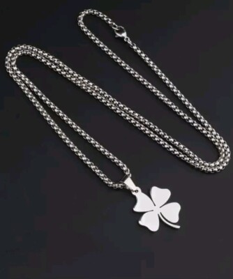 Cadena Para Toda Ocacion De stainless steel Colgante De Hoja De Trébol Amuleto 