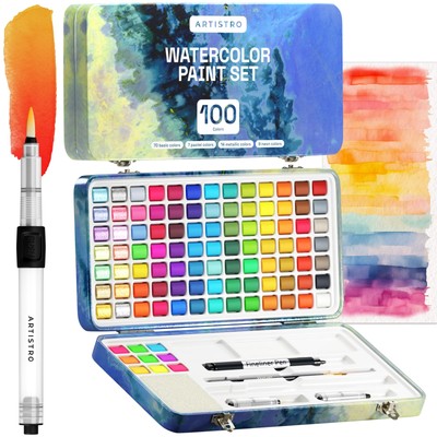 Watercolor Paint Set, 100 Vivid Colors in Portable Box, Palette set Including...