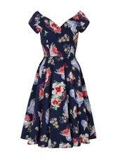 Hell Bunny Swing Kleid Misa Asiatischer Blumenmuster Kranich Retro Flowers Dress
