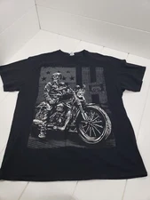 Vintage Route 66 Delta Pro T Shirt Mens Size XL Black Skeleton Moto Logo Adults