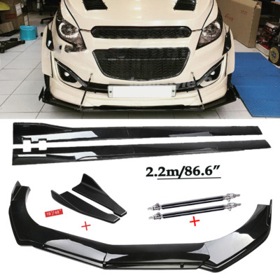Front Bumper Lip Spoiler Chin Splitter Bod Kits Gloss Black For Chevrolet Spark