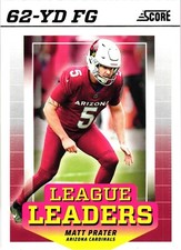 2024 Panini Score MATT PRATER LL-MPR Arizona Cardinals League Leaders Insert