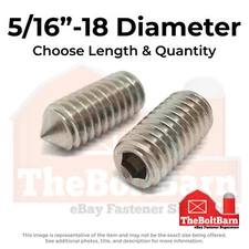5/16"-18 Stainless Steel Cone Point Allen Socket Set Screw (Choose Length & Qty)