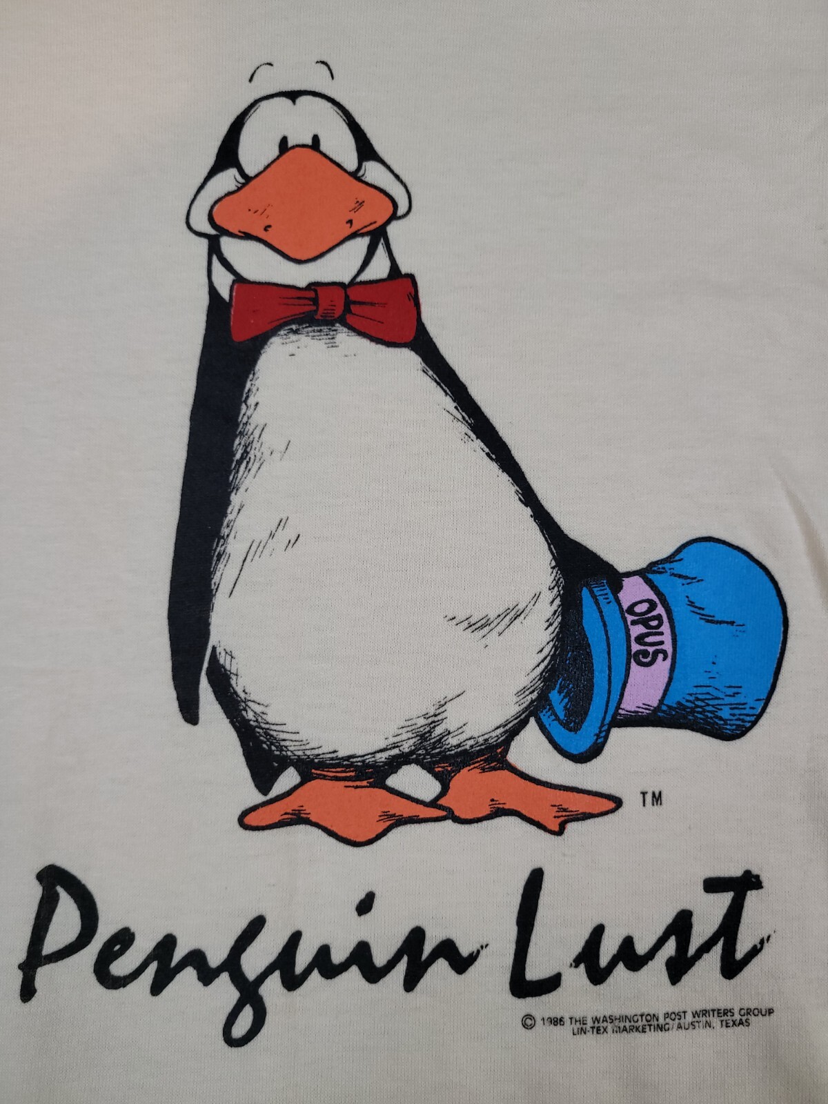 Vintage 1986 Opus The Penguin Washington Post Shirt Single Stitch USA Made XL