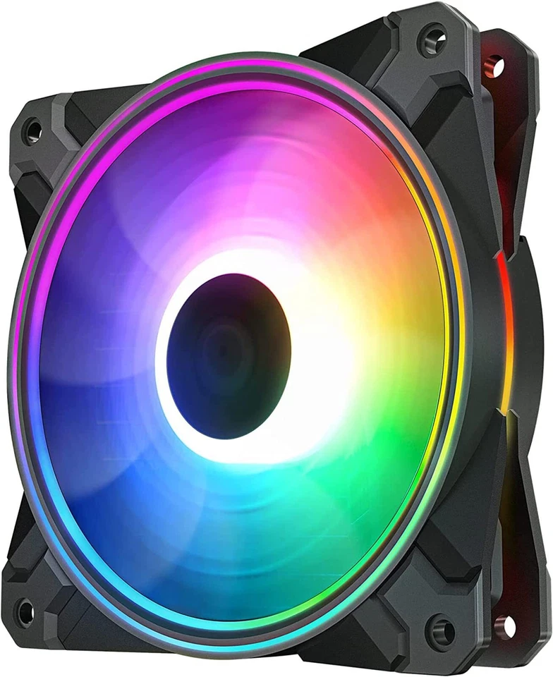 Lot de 6 ventilateurs LED RGB colorés PC Case 120 mm SILENCIEUX FLUSSE D'AIR ... - Image 2 of 4