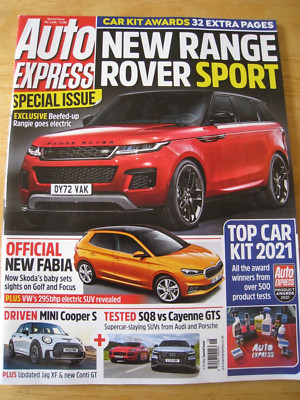 AUTO EXPRESS MAGAZINE 2021 RANGE ROVER SPORT FABIA MINI COOPER S SQ8 CAYENNE GTS