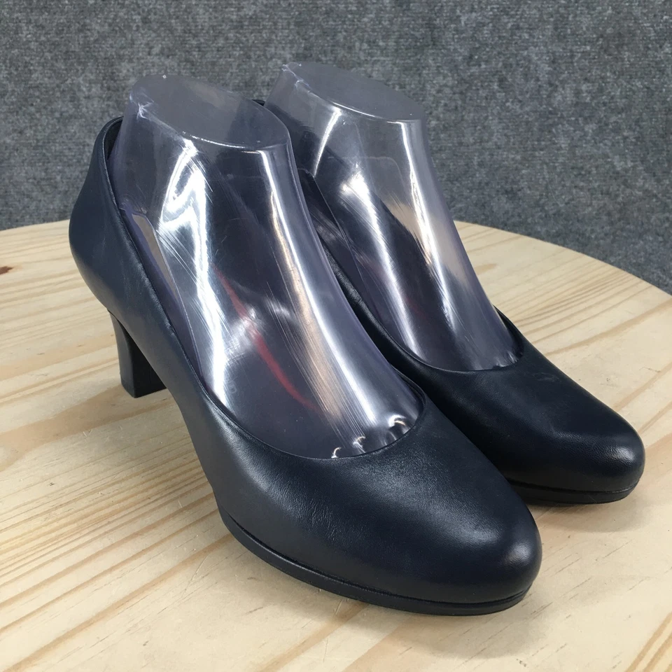 Zapatos de salón Rockport para mujer 7 M sin cordones de cuero azul tacón informal punta almendra Foto 3 de 4