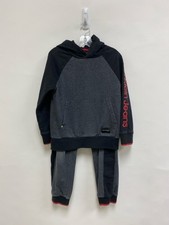 Calvin Klein SIZE 8 Black Dark Gray Joggers Hooded Boy's 2pc