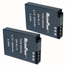 Refuelergy Battery for NIKON EN-EL12 Coolpix S1200PJ AW100 S8200 S6200 2 Pack