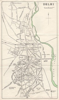 DELHI. Town city plan. Key sites. Railways. India 1965 old vintage map chart