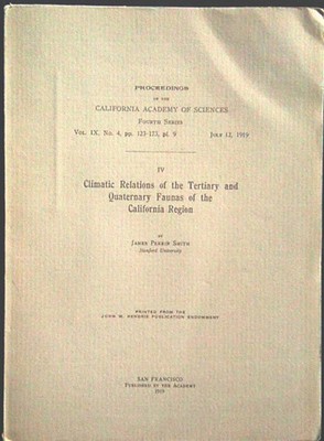 1919 PROCEEDINGS CALIFORNIA ACADEMY OF SCIENCES  - CLIMATIC RELATIONS OF THE TER