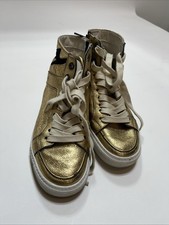 Zadig  Voltaire High Flash Metallic High Top Sneakers Women's Size 36 Gold US 6