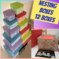 Barrington Nesting Boxes 12 Piece Set New 12” GIFT WRAP Box Lilac Blue Green Red