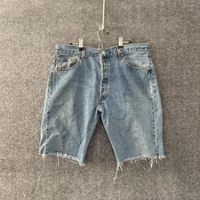 Levi 501 Made In Usa Button Fly Straight Fit Shorts Light Wash Size 36 (Fits 34)