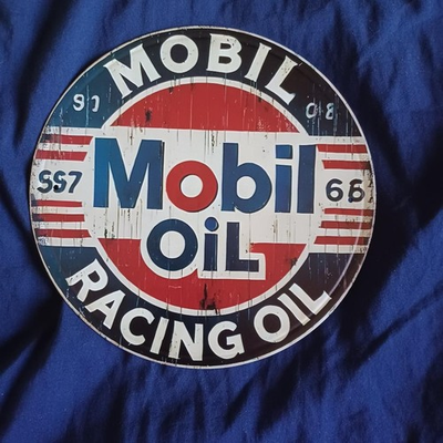 #ad #ad 8quot; Round Metal Sign Wall Art Man Cave Garage Bar Gas Station Mobil Oil Racing $13.00