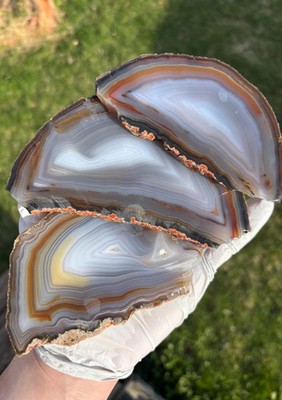 Beautiful Brazilian Agate Set W/Stunning banding and colors