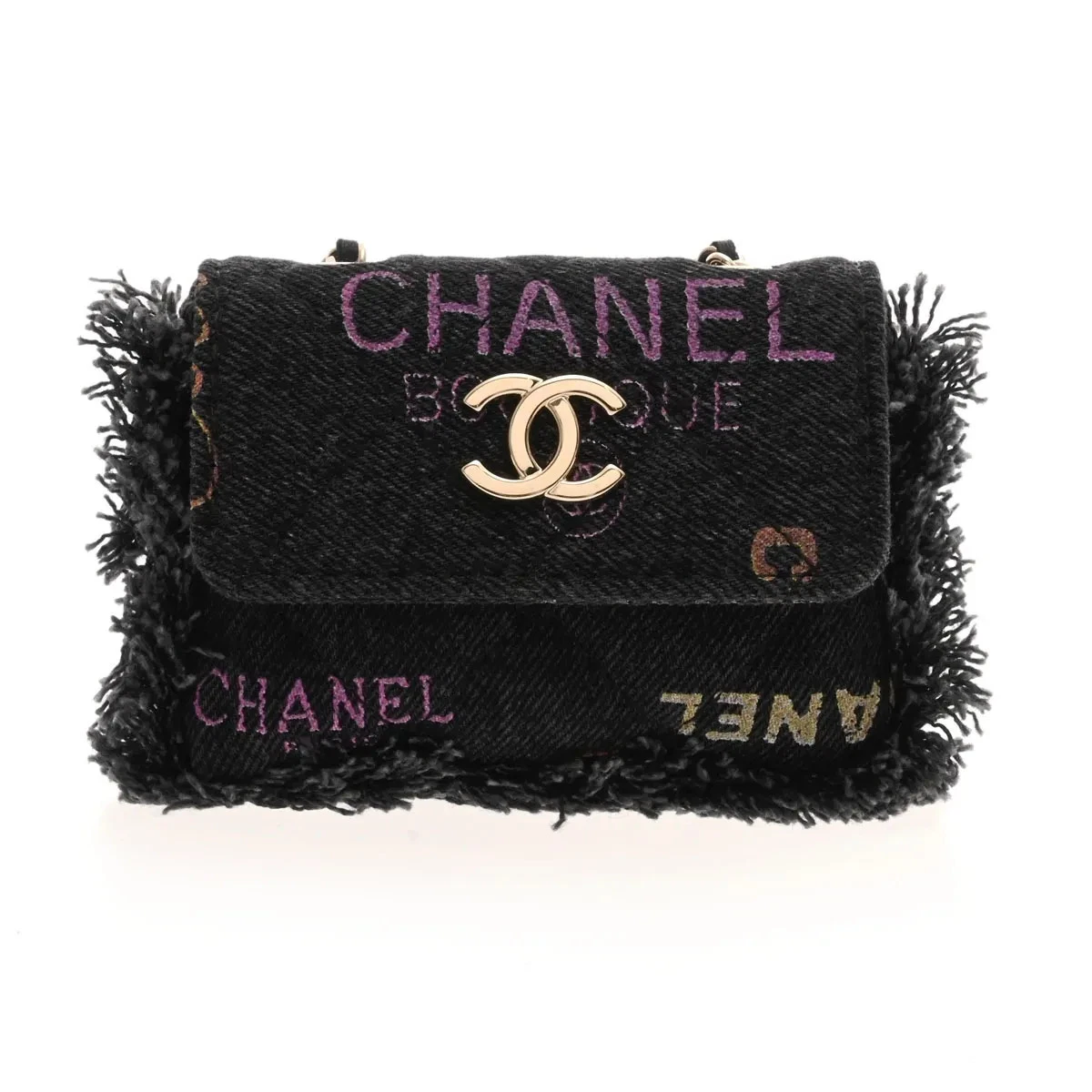 Chanel — Chanel Chain Pochette AP2602 Shoulder Bag Denim Black #WB1718