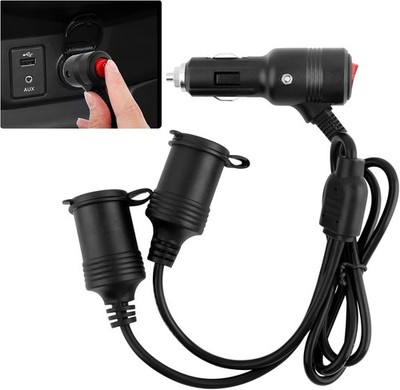 3Ft 1 to 2 Car Cigarette Lighter Extension Cord with Switch and Dust Cap,12V Cig