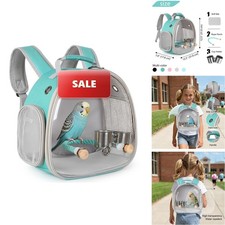 halinfer Small Bird Travel Backpack Carrier Cage Green for Parakeet Cockatiel