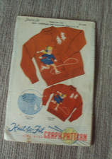 Knit to Fit Pattern NO 410 Girls Cardigan & Pullover Girl ice skating Sizes 4 -