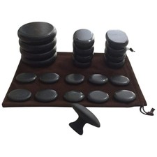 Natural Basalt Hot Stone Massage Set Travel Home Spa Therapy Kit With Carry Bag