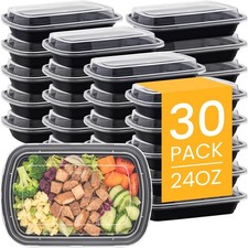 30Pack-24oz Meal Prep Containers Reusable with Lids - BPA-Plastic Food Storage