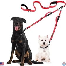 Ultimate Double Dog Leash â€“ Adjustable Tangle-Free Design for Two Dogs (Red)