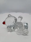 Fenton Reclining Birthday Bear Clear with Red Heart July Birth Stone