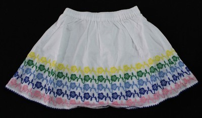 Crewcuts Girls Elastic Waist Embroidered Flower Hem Skirt AC2 White Size 4-5 NWT