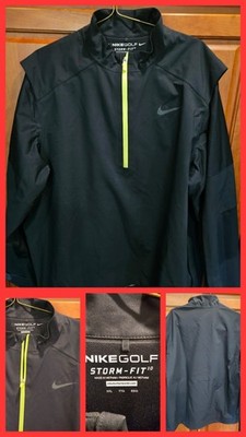 NIKE GOLF STORM-FIT 10 ジャケット S Nike Golf Storm Fit 10 Mens 1/2 Zip Jacket Black Lightweight