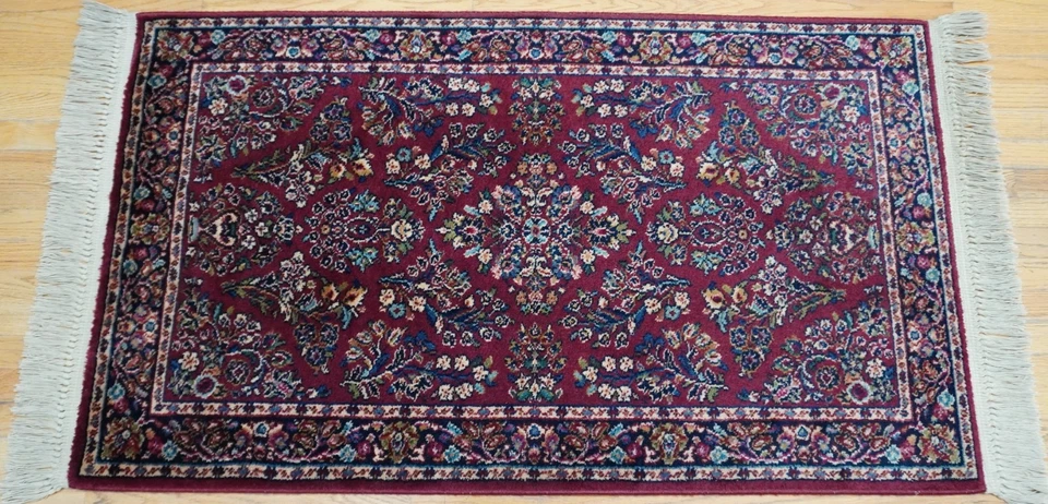 Auténtica alfombra americana de lana Saroukk 700-785 roja Karastan 2'10" x 5' excelente Foto 3 de 4